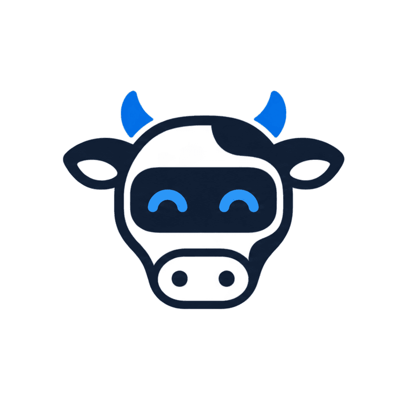 La mascotte BotCow : une vache robot au regard bleu